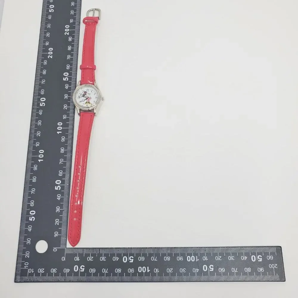 Vintage Disney Minnie Mouse Red Band Silver-toned Watch
